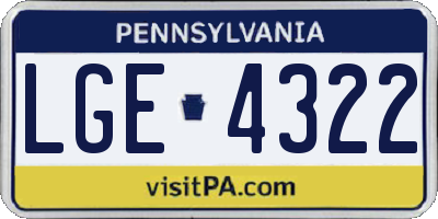 PA license plate LGE4322