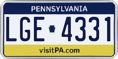 PA license plate LGE4331