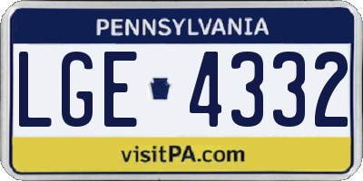 PA license plate LGE4332