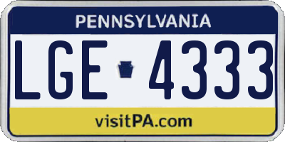 PA license plate LGE4333