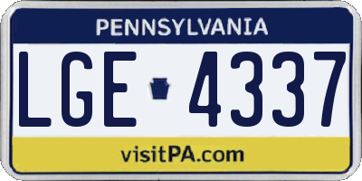 PA license plate LGE4337