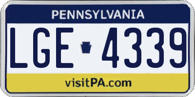 PA license plate LGE4339