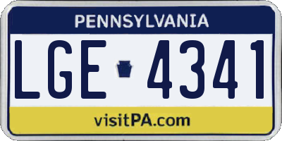 PA license plate LGE4341
