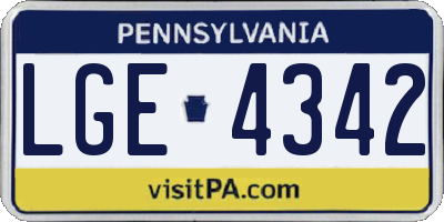 PA license plate LGE4342