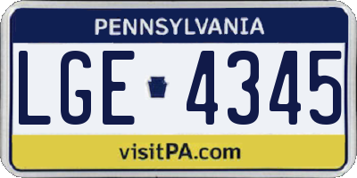 PA license plate LGE4345