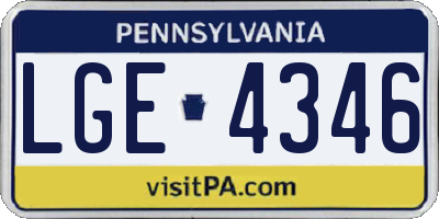 PA license plate LGE4346
