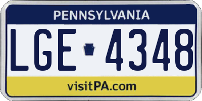 PA license plate LGE4348