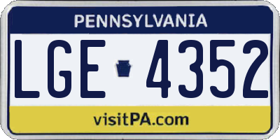 PA license plate LGE4352