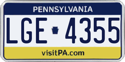 PA license plate LGE4355