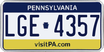 PA license plate LGE4357