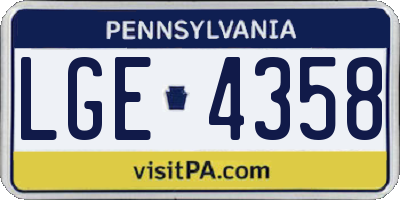 PA license plate LGE4358
