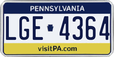 PA license plate LGE4364