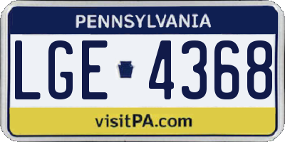 PA license plate LGE4368