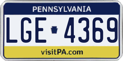 PA license plate LGE4369