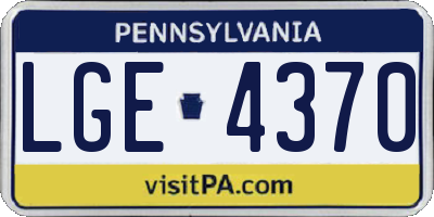 PA license plate LGE4370