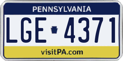 PA license plate LGE4371