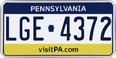 PA license plate LGE4372