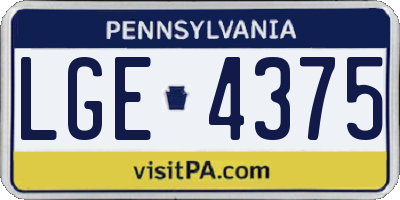 PA license plate LGE4375