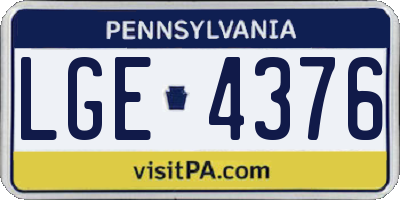 PA license plate LGE4376