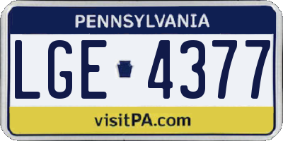 PA license plate LGE4377