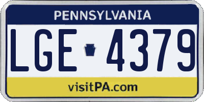 PA license plate LGE4379