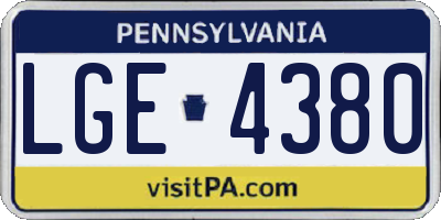 PA license plate LGE4380