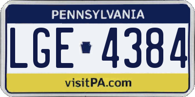 PA license plate LGE4384