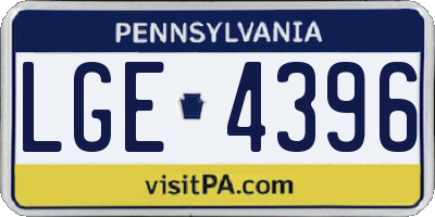PA license plate LGE4396