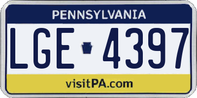 PA license plate LGE4397