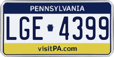 PA license plate LGE4399