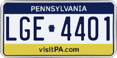 PA license plate LGE4401