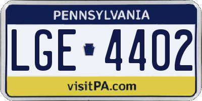 PA license plate LGE4402