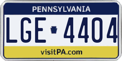 PA license plate LGE4404