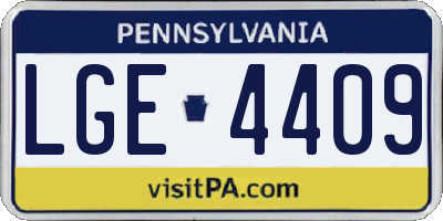 PA license plate LGE4409