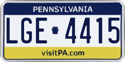 PA license plate LGE4415