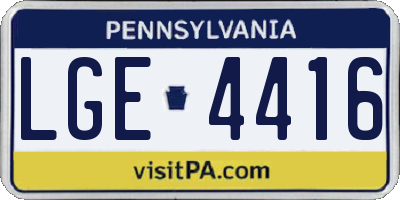 PA license plate LGE4416