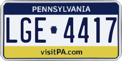 PA license plate LGE4417
