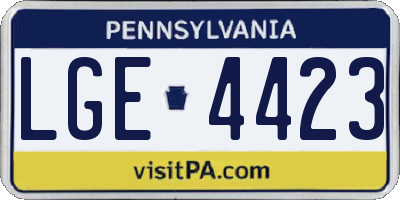 PA license plate LGE4423