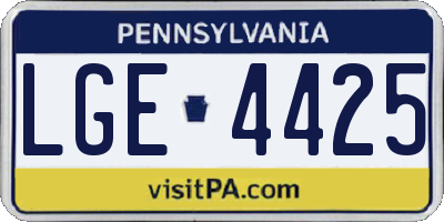 PA license plate LGE4425
