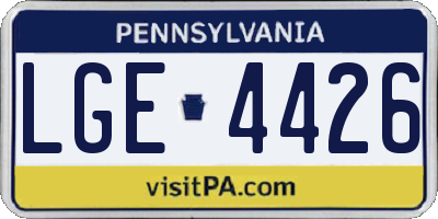 PA license plate LGE4426