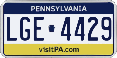 PA license plate LGE4429