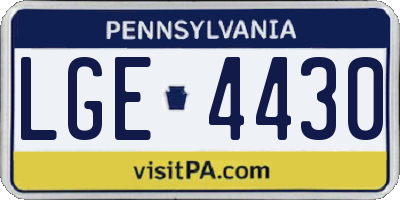 PA license plate LGE4430