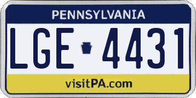 PA license plate LGE4431