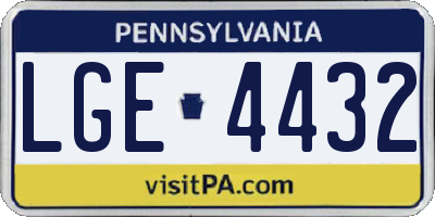 PA license plate LGE4432