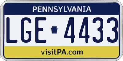 PA license plate LGE4433