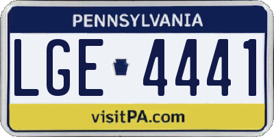 PA license plate LGE4441