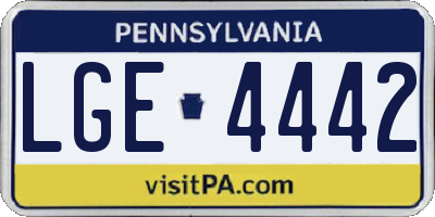 PA license plate LGE4442