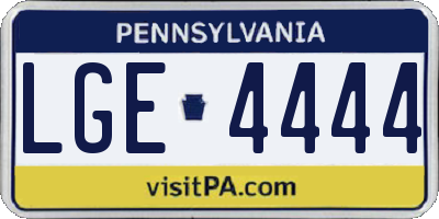 PA license plate LGE4444