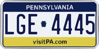 PA license plate LGE4445
