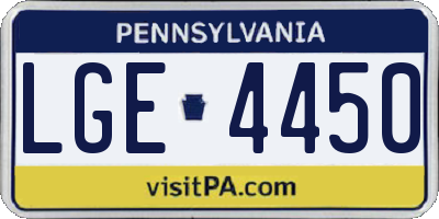 PA license plate LGE4450